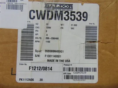 .5 HP Baldor CWDM3539 Washdown Duty Motor 1165 RPM 208-230/460V New NIB
