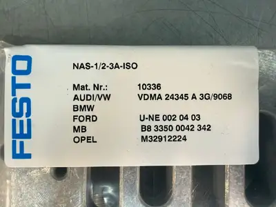 Festo NAS-1/2-3A-ISO 10336 Individual Pneumatic Valve Subbase (4.1.1)