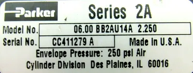 NEW PARKER 06.00-BB2AU14A-2.250 PNEUMATIC CYLINDER 0600BB2AU14A2250 SERIES 2A