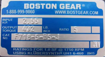 NEW BOSTON GEAR F718-5-B5-J GEAR REDUCER 5:1 F7185B5J