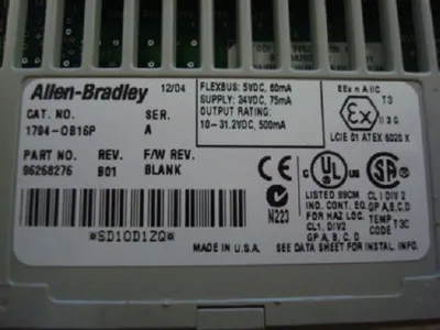 Allen Bradley 1794-OB16P/A 24VDC Source Output B01 Used