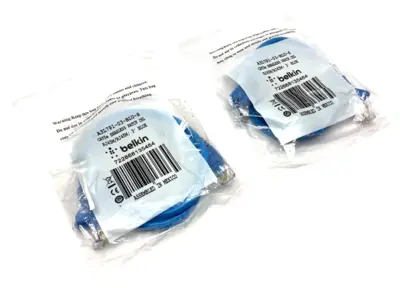A3L791-03-BLU-S | Belkin  Cat5 Snagless Patch Cable RJ45 to RJ45 3' Length LOT OF 2 - New