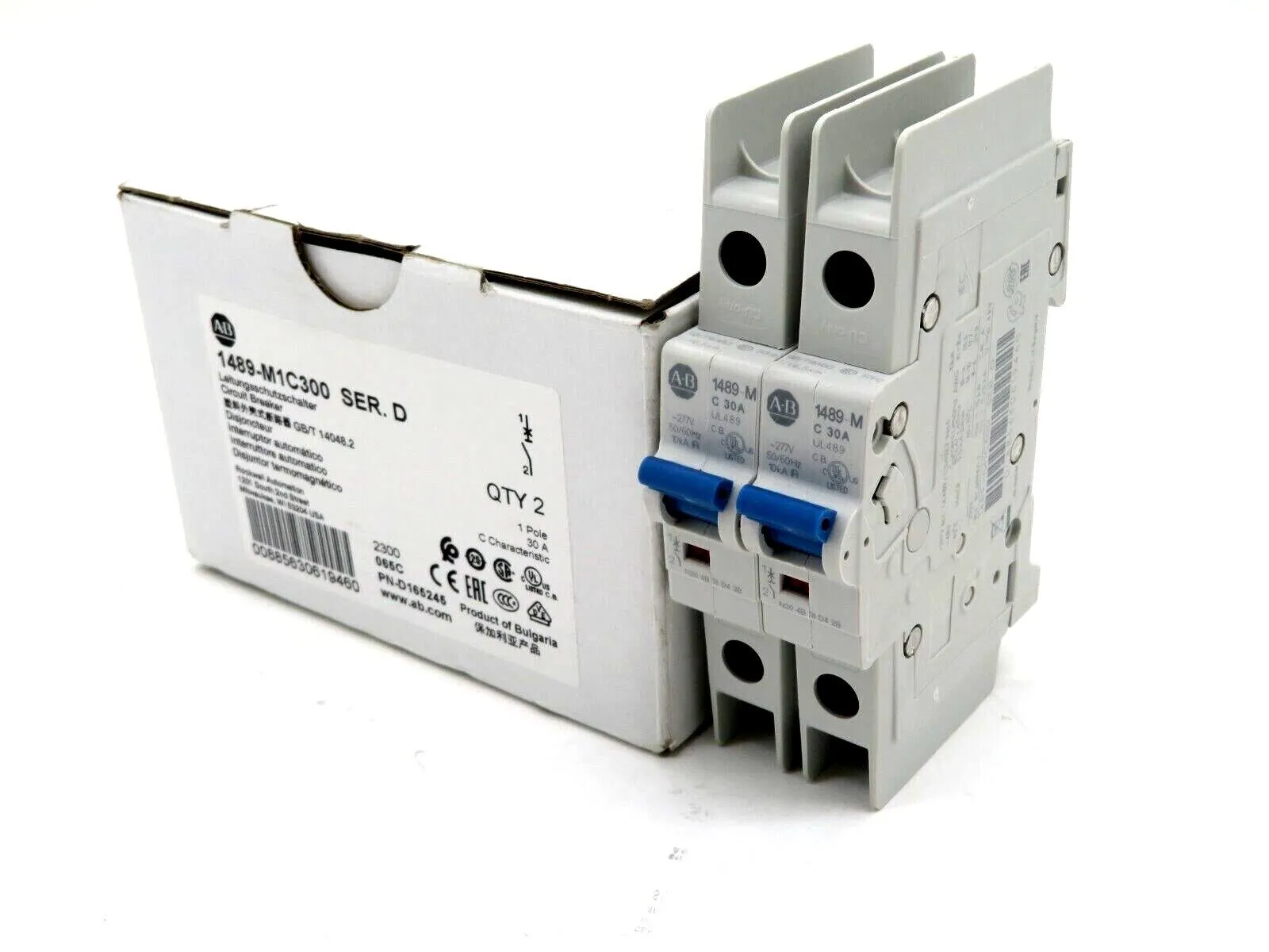 NEW 2 PCS ALLEN BRADLEY 1489-M1C300 CIRCUIT BREAKER SER. D 1489M1C300
