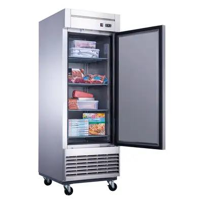 New | in-Stock Dukers New Dukers D28F Stainless Steel Single Solid Door Commercial Reach-in Freezer Freezers Illinois US | Falcon Restaurant Supply #1376363