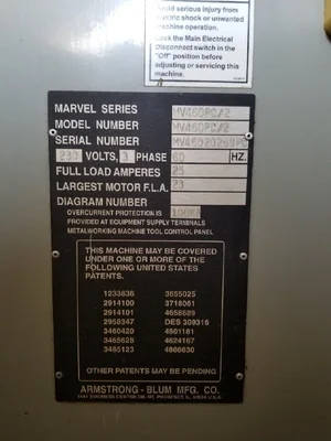 MARVEL MV460/2APC SAWS, BAND, VERTICAL | Turner's Machinery (10)