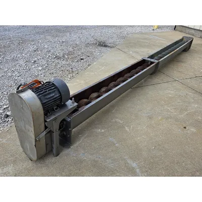 Used 9" Dia. X 18'-9"L Industrial Screw Auger Conveyor Carbon Steel 3HP