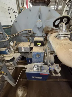 WEMHONER 5’ x 10’ SINGLE-OPENING SHORT-CYCLE FEED-THROUGH HOT PRESS WITH AUTOMATIC MATERIAL MEASURING/PRESSURE SYSTEM