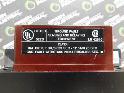 ABB 202K9141-UL Ground Shield Ground Fault Relay Type GRC 125VDC New