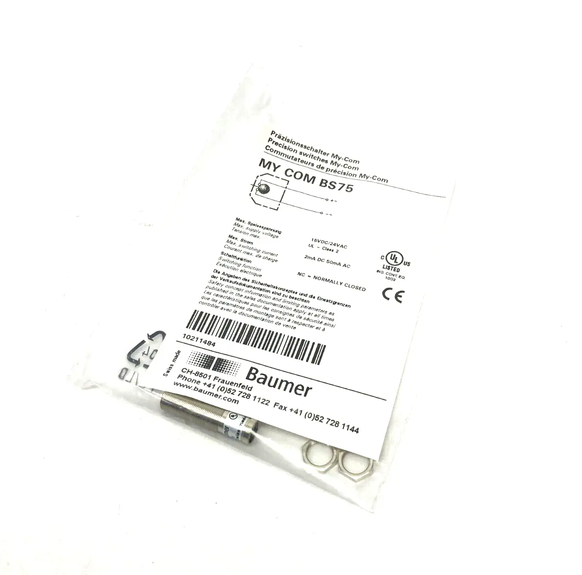 NEW BAUMER MY-COM PRECISION SWITCH BREAK FUNCTION NC MECHANICAL