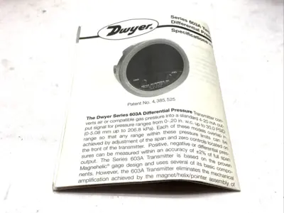 603A-5 | Dwyer  Pressure Gauge Range 0-25" w.c. 20psig - New