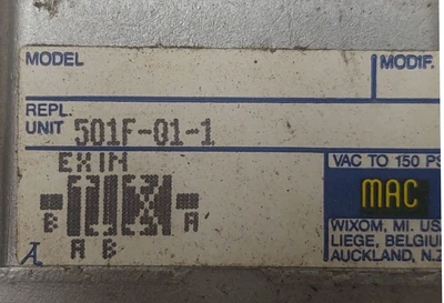 NEW MAC VALVES INC 501F-01-1