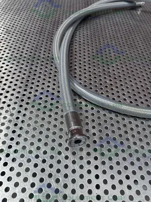 USED SANI-TECH WEST 84" STAINLESS STEEL FLEXIBLE BRAIDED HOSE 1/2" SANITARY FITTING