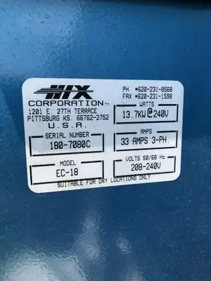 Hix EC-18 Heat Shrink Tunnel 208-240V 33A 3PH ; 18″ X 118″ Belt
