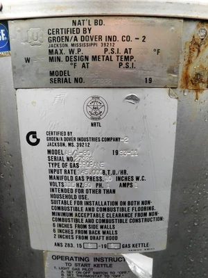 USED GROEN GAS FIRED KETTLE AH/1-80