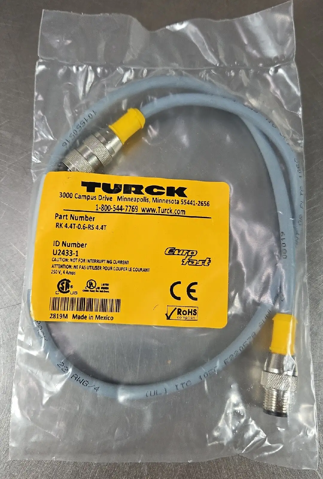 Used TURCK ELEKTRONIK RK 4.4T-0.6-RS 4.4T Cable & Wire South Carolina US | Palmetto Automation #1159659