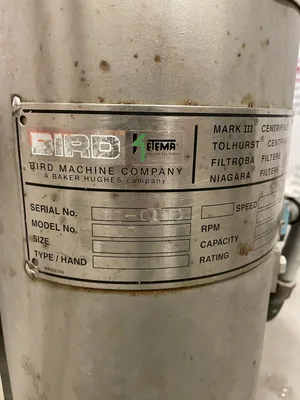Andritz-Bird Model 30 Explosion Proof Centrifuge/Centrifugal Separator Decanter