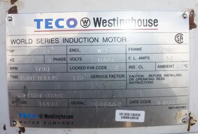 USED TECO WESTINGHOUSE 3500 HP