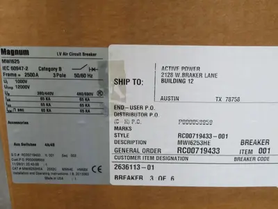 New | in-Stock EATON MWI625 MWI6253HE Circuit Breakers Texas US | Aucto #1308521