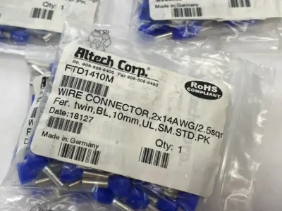 New | in-Stock Altech Insulated Crimp Ferrule 2x14AWG/2.5sqmm 100-PACK, LOT OF 5 Electrical Fittings Michigan US | Maverick Industrial Sales #1390891