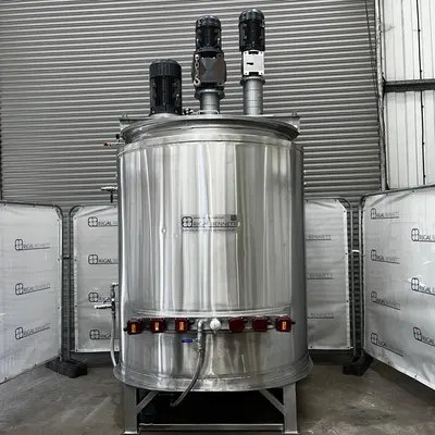 2,500L Stainless Steel Electrically Heated & Jacketed Mixing Tank