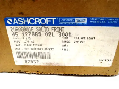 NEW ASHCROFT 451279RS04L300# DURAGAUGE 300PSI
