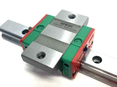 USED HIWIN LINEAR GUIDEWAY BLOCK AND RAIL, 1-BLOCK, 110MM RAIL