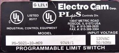 USED ELECTRO CAM PS-5021-10-M09 PROGRAMMABLE LIMIT SWITCH CAM PS502110M09