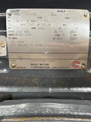 US MOTORS/NIDEC X20P1B DW57 ELECTRIC MOTORS | ESS Industrial Equipment Sales (5)