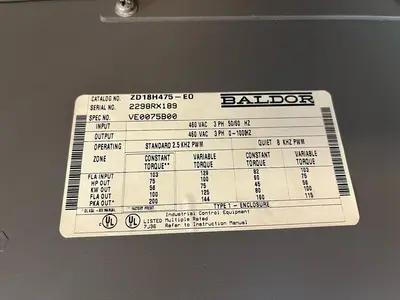 USED BALDOR ZD18H475-E0