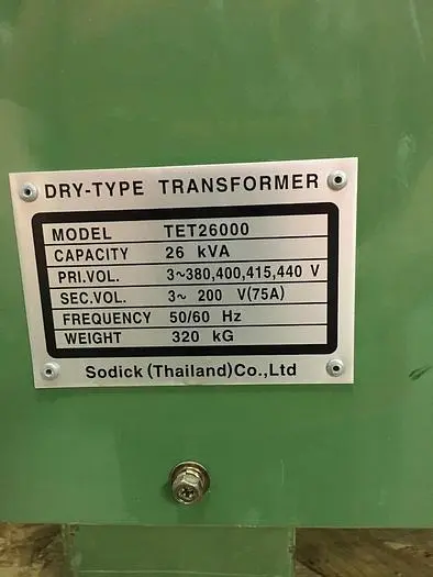 USED SODICK TRANSFORMER,
