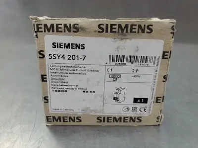 USED Siemens 5SY4 201-7 C1 2P Circuit Breaker, 400V