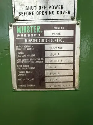 100 TON MINSTER P2-100-48 PIECE MAKER STRAIGHT SIDE SSDC HIGH SPEED PRESS 4" STROKE: YOBRO #23917