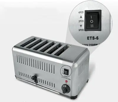 Commercial Portable Electric 6-slice Bread Toaster Machine Stainless Steel 220V
