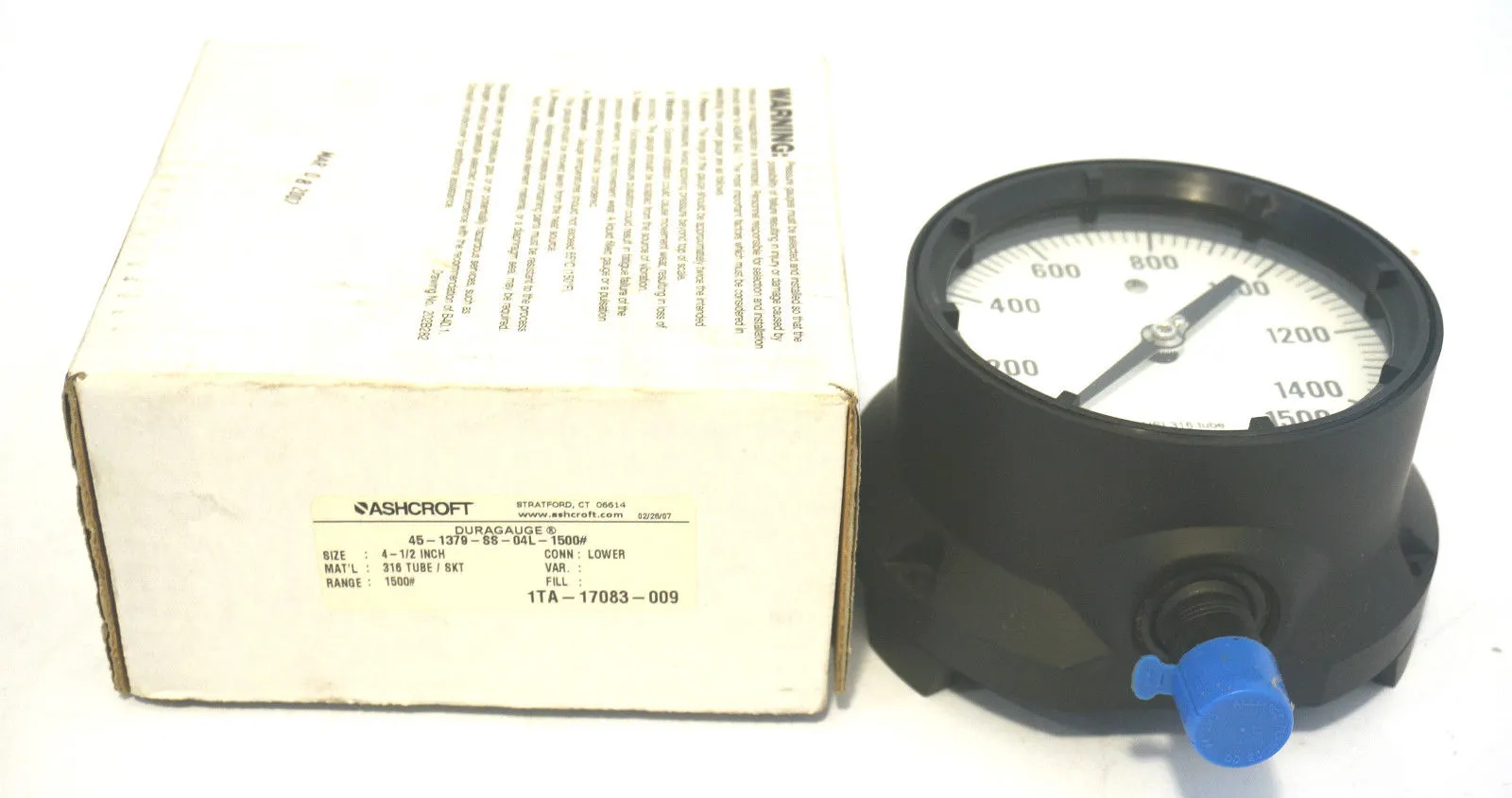 NEW ASHCROFT 45-1379-SS-04L-1500 DURAGAUGE 451379SS04L1500