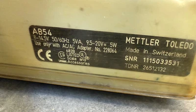 USED Mettler Toledo Â» 1- MODEL AB54