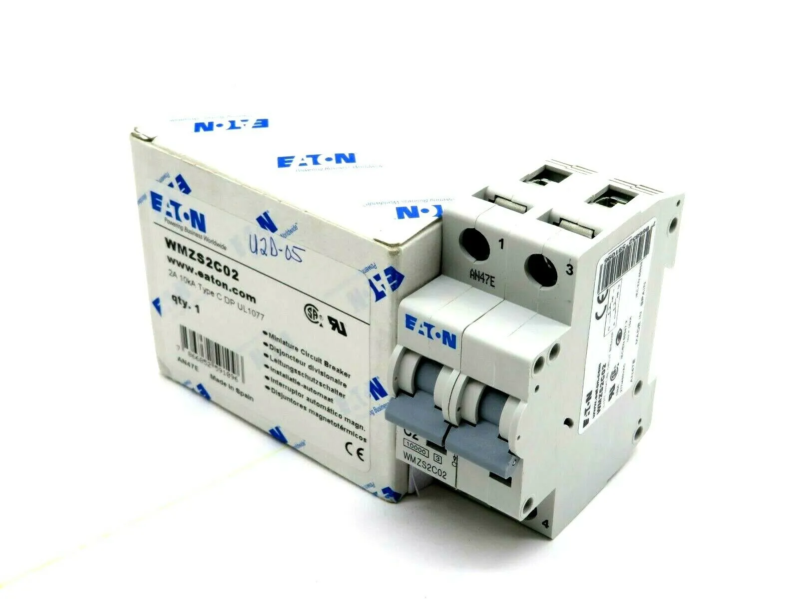 NEW EATON WMZS2C02 CIRCUIT BREAKER 2A 10KA TYPE C