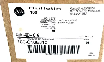 ALLEN BRADLEY 100-C16EJ10 CONTACTOR SER. B 24V DC 100C16EJ10 NEW, SURPLUS