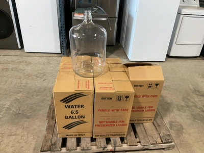 Used LOT OF (5) 6.5 GALLON CLEAR ITALIAN GLASS CARBOYS Glass equipment Michigan US | Miedema Asset Management Group #1580134