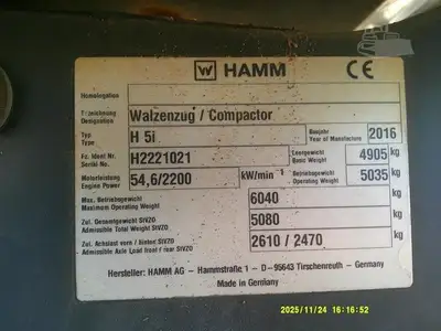 Used 2016 HAMM H5I Single Drum Rollers New York US | Beck Equipment #1509338