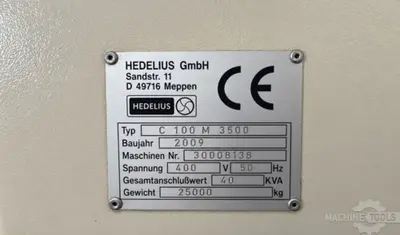 Used HEDELIUS C100 MAGNUM Vertical Machining Centers NL | Mach 4 Metal #1550259