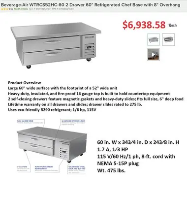 USED BEVERAGE AIR WTRCS52HC-60