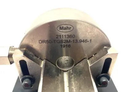 USED MAHR DIMENSIONAIR 2-JET AIR RING GAUGE W/ GUIDE CHUTES & BASE PLATE