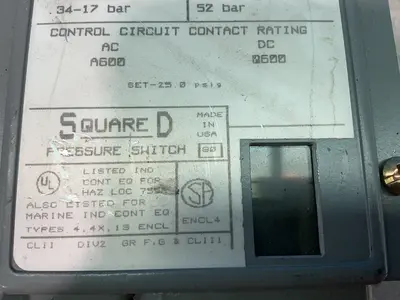 Used SQUARE D GDW55161 Pressure Switches Ohio US | HGR 24 #1358547