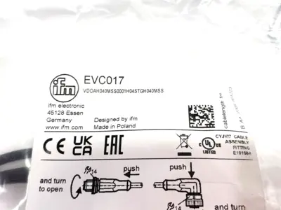 NEW IFM RIGHT ANGLE CONNECTION CABLE M12 1M VDOAH040MSS0001H04STGH040MSS