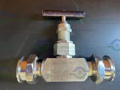 USED SWAGELOK SS-12NBF12 NEEDLE VALVE 6000 PSI W/ 1" SANITARY FITTING