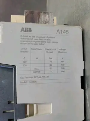 USED ABB A145-30 200-600V CONTACTOR W/TA200DU THERMAL OVERLOAD RELAY