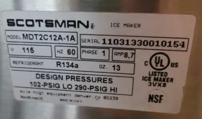 Used SCOTSMAN MDT2C12A-1A Refrigeration Units British Columbia CA | Surrey Food Equipment #1509107