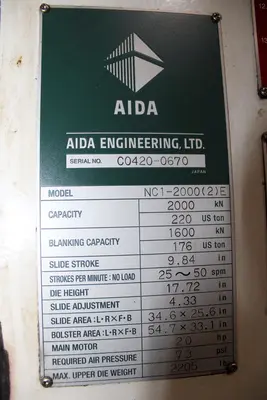 USED 2009 AIDA NCI 2000(2)E