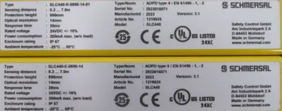 NEW SCHMERSAL SLC440-ER-0890-14 LIGHT CURTAIN SET SLC440ER089014