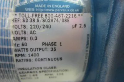 NEW PARVALUX SD 38.S/S02674/08E GEAR BOX /MOTOR SD38SS0267408E